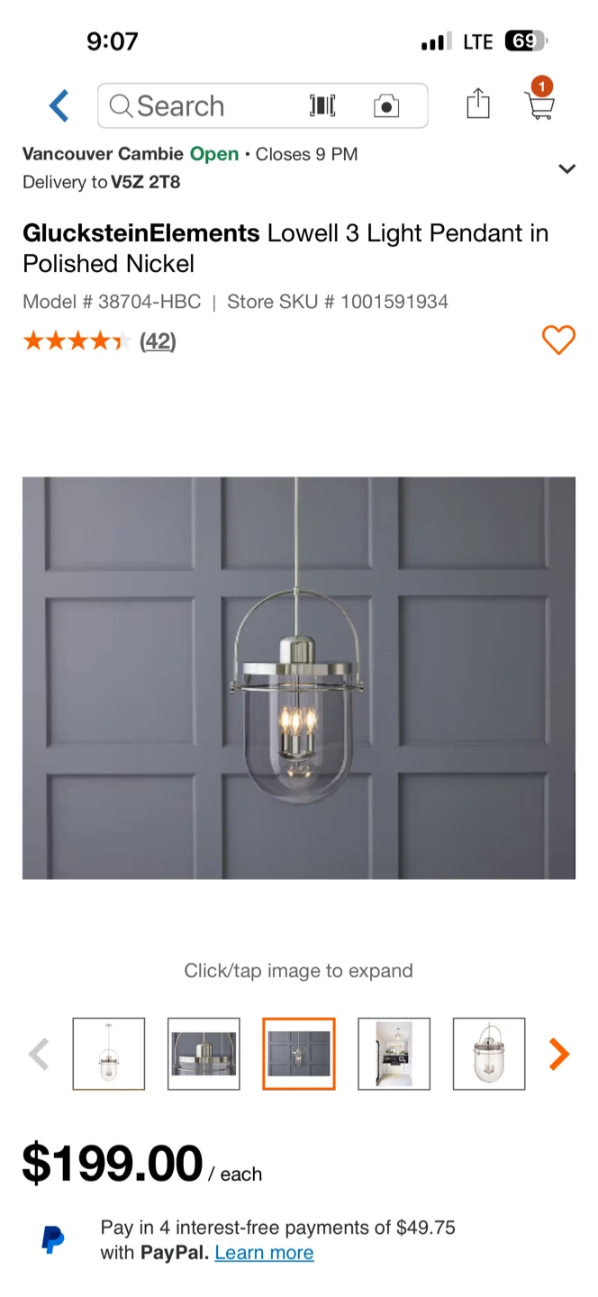 GlucksteinElements Lowell 3 Light Pendant in Polished Nickel - photo 5