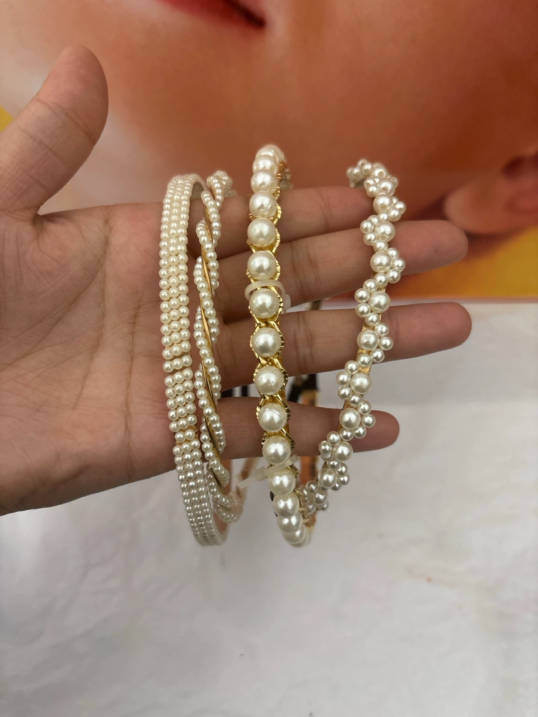 Set of 4 Pearl Headbands