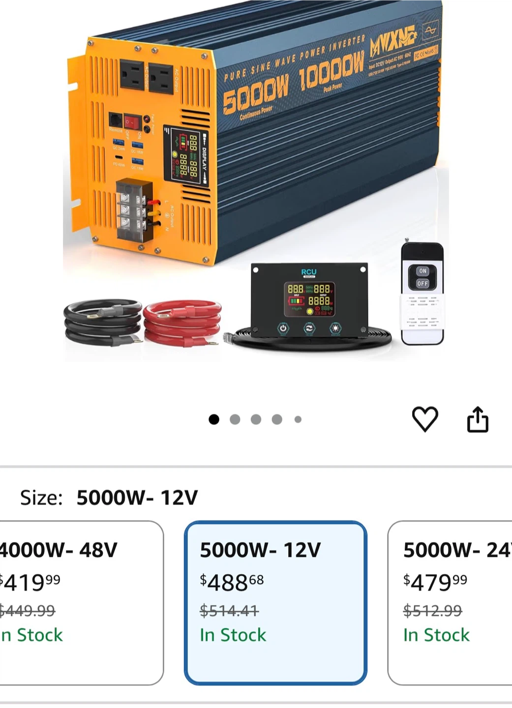 5000W 12V Pure Sine Wave Power Inverter - photo 5