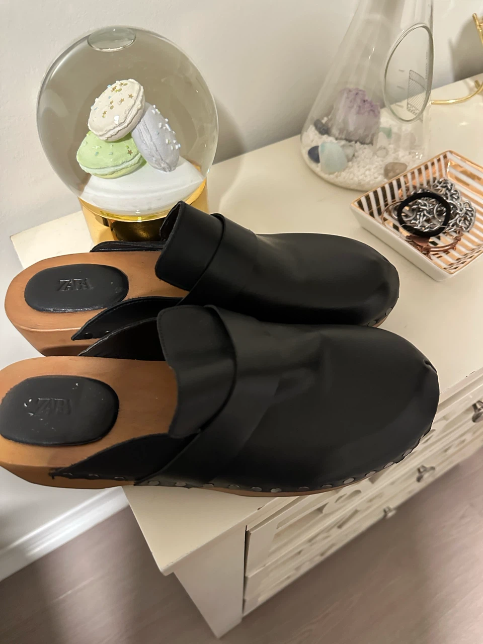 ZARA Black Leather Clogs Women's Shoes - photo 3