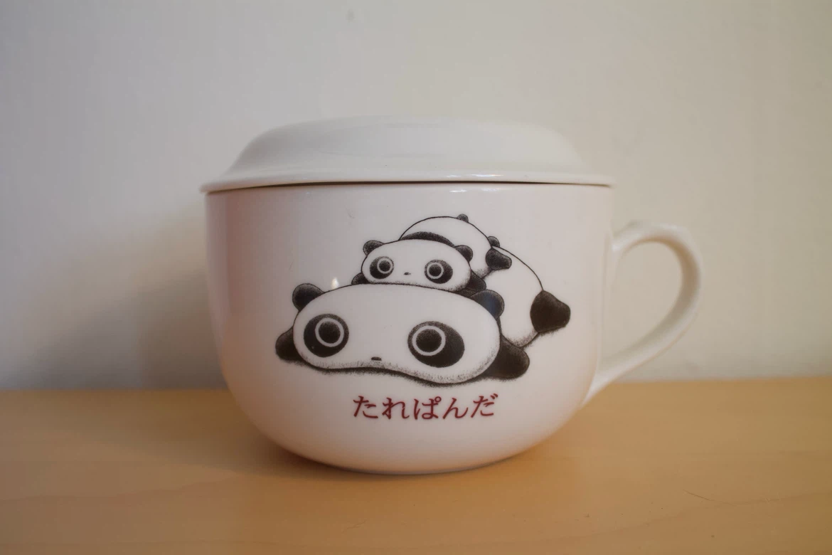 San-X Panda Mug/Soup Bowl with Lid and Coaster