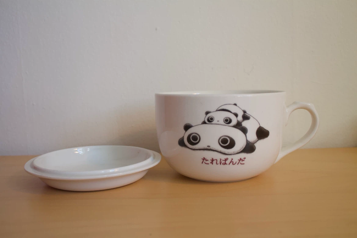 San-X Panda Mug/Soup Bowl with Lid and Coaster - photo 2