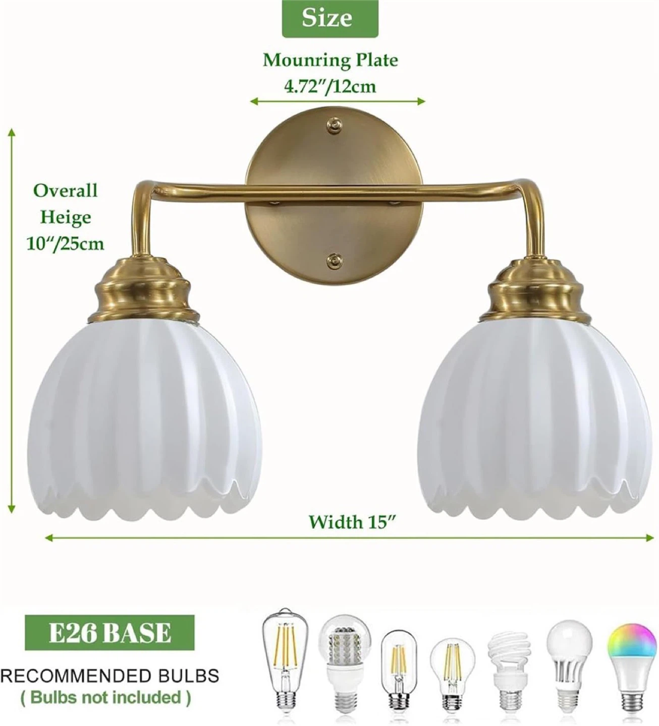 Yepoli 2 Light Vintage Bathroom Light Fixture BNIB - photo 4