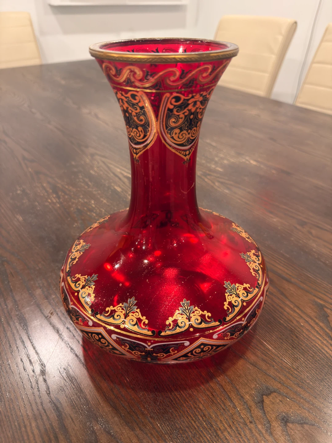 Red Decorative Glass Vase