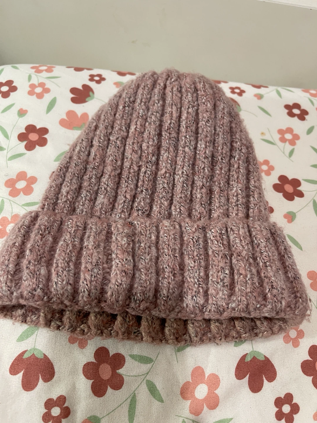 Pink Ribbed Knit Beanie