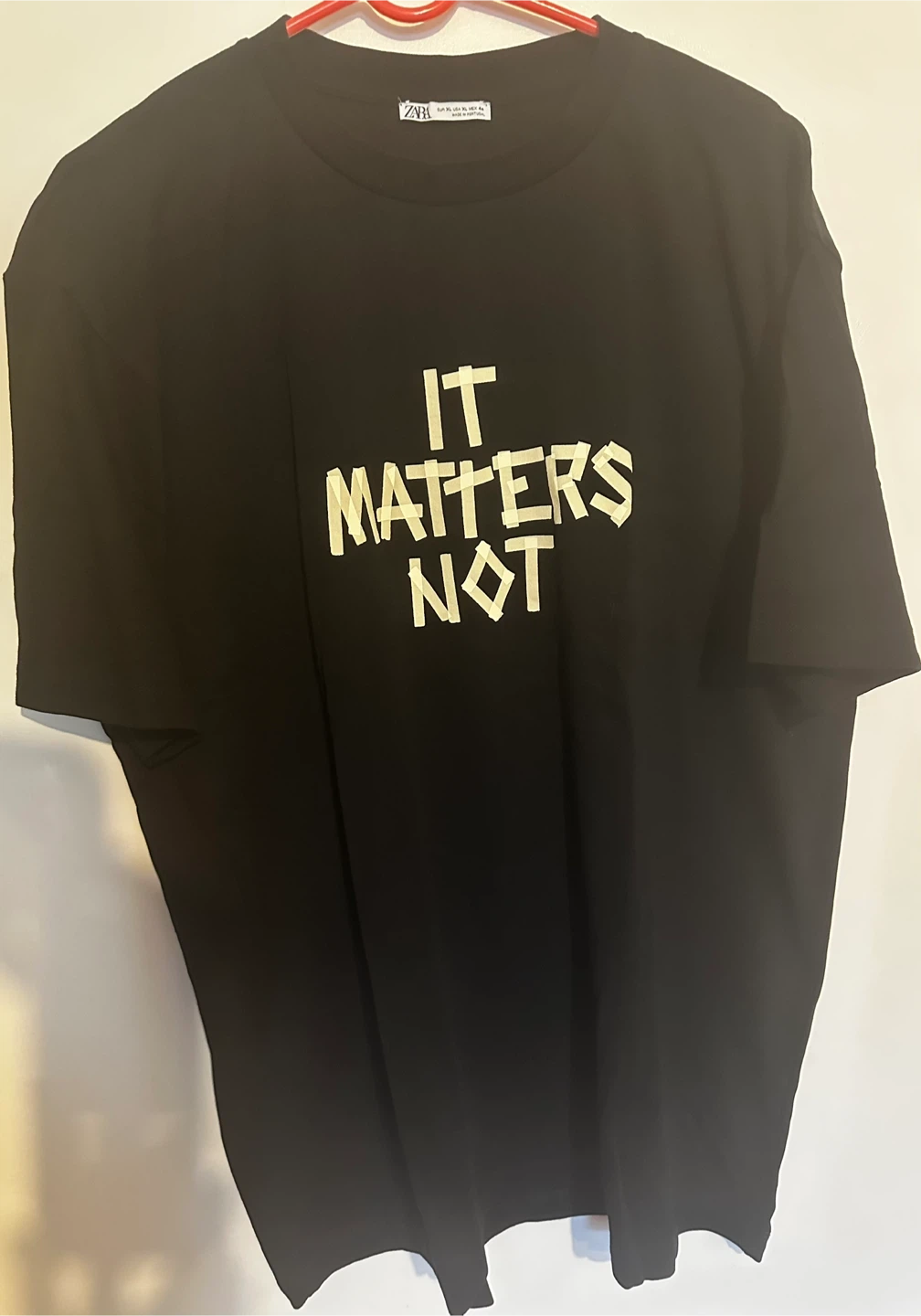 ZARA Black "IT MATTERS NOT" Graphic T-Shirt