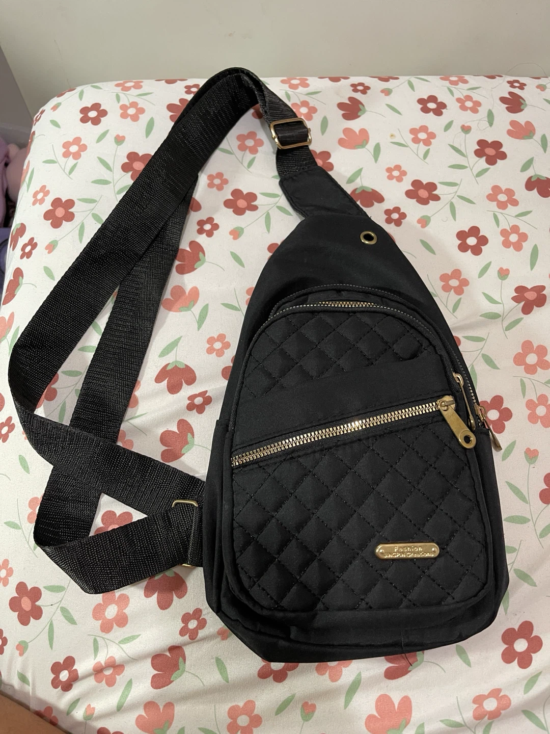 Black Quilted Sling Bag