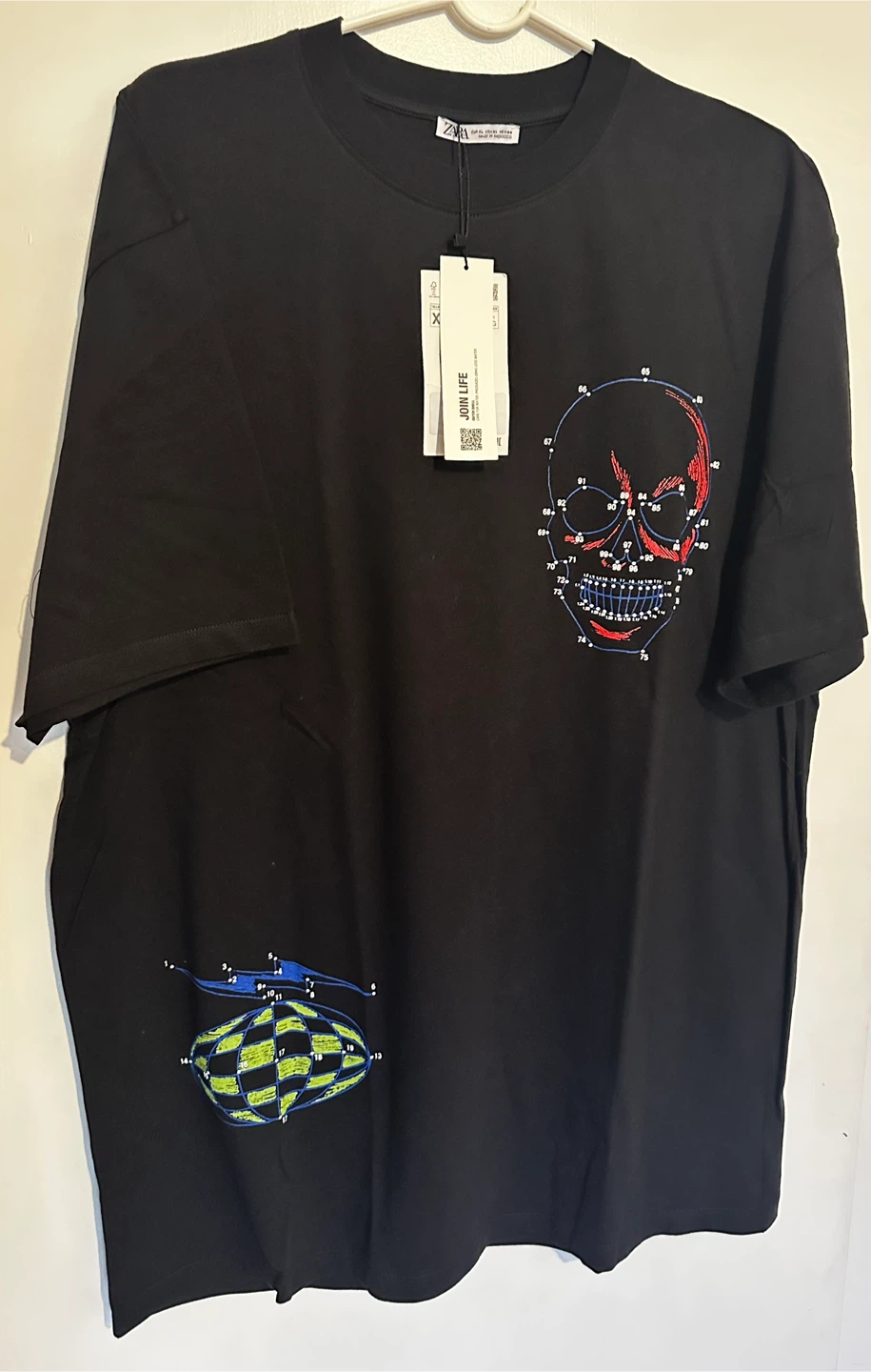Zara Black Skull Graphic T-Shirt XL