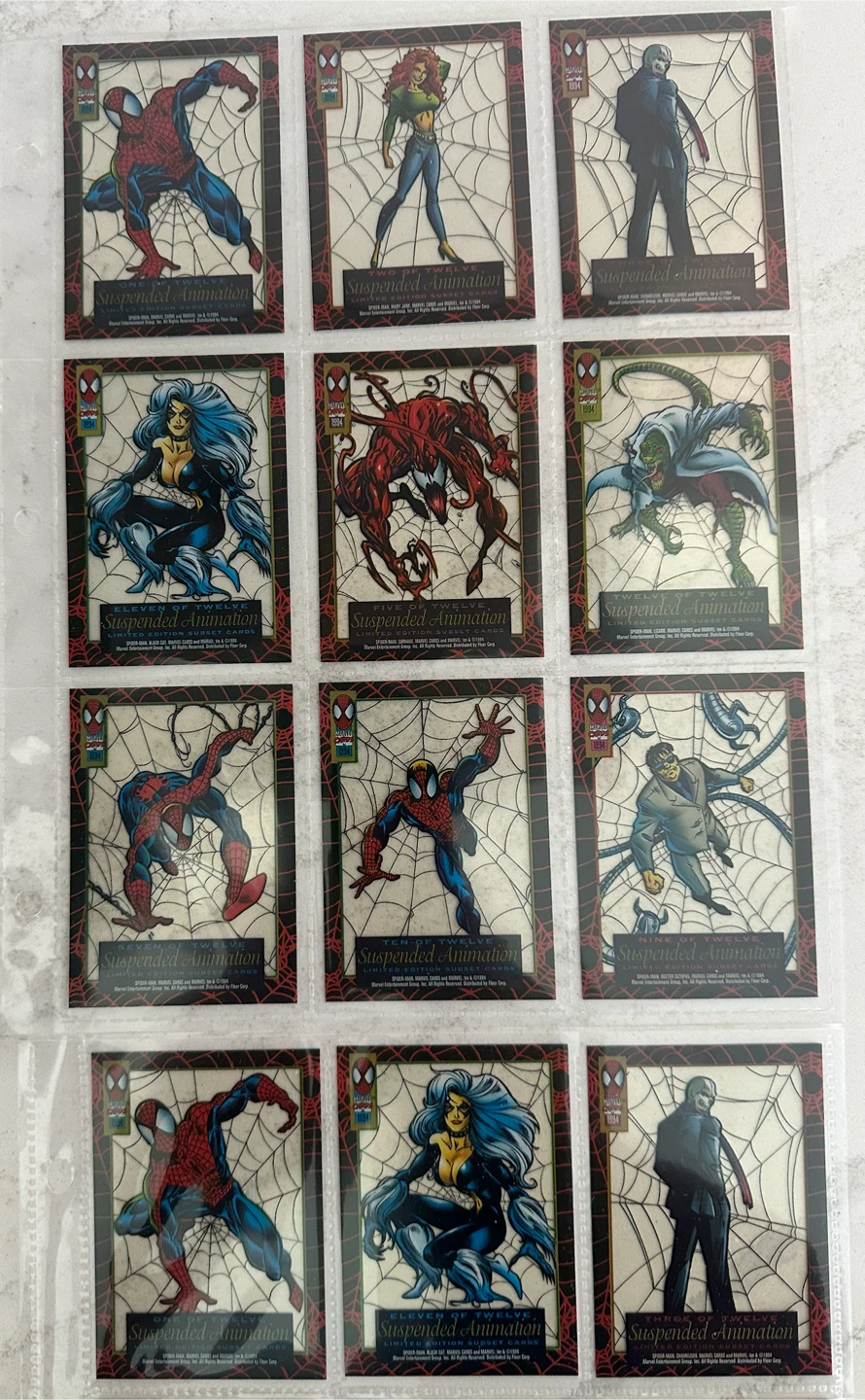 1994 Fleer Marvel Spider-Man Suspended Animation Cards