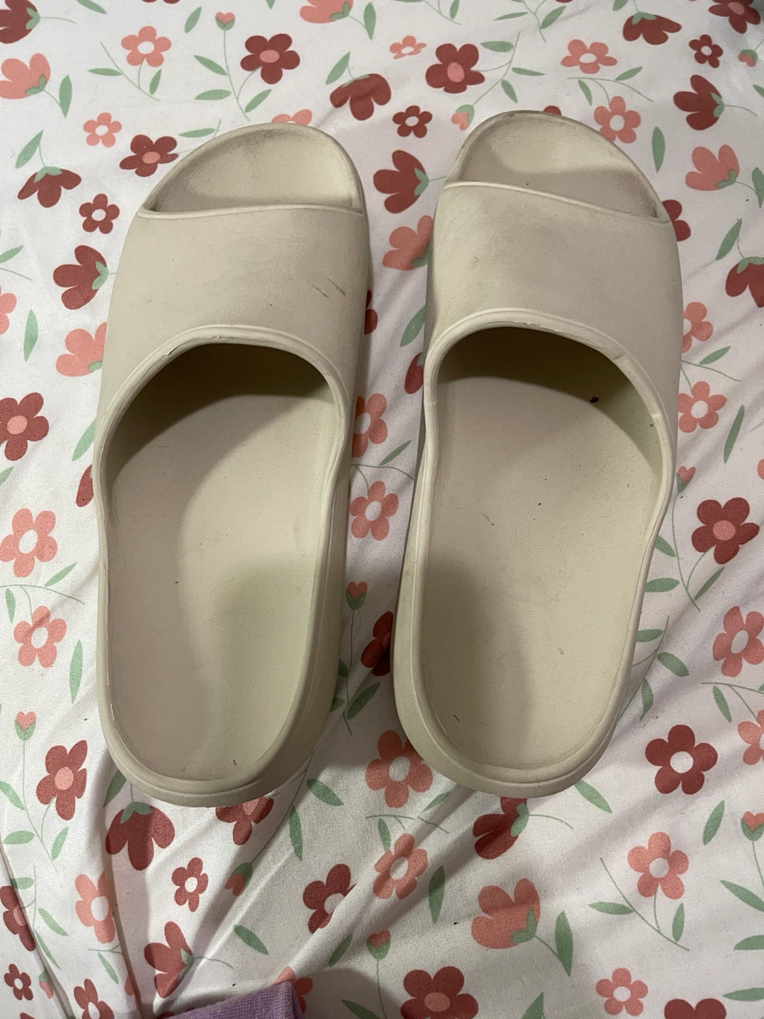 Cream Slide Sandals