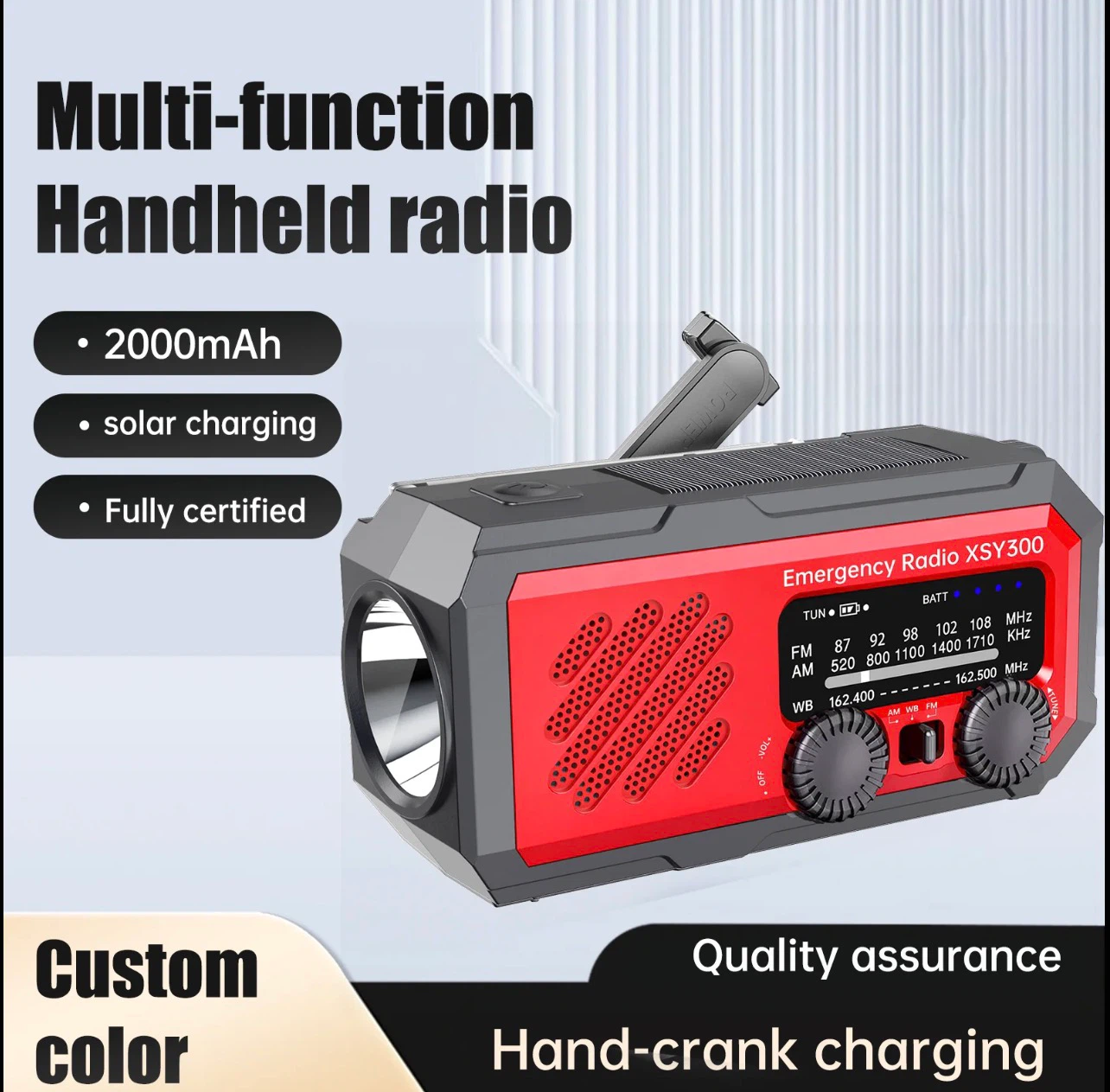 Multi-function Handheld Emergency Radio XSY300 with Flashlight - photo 3