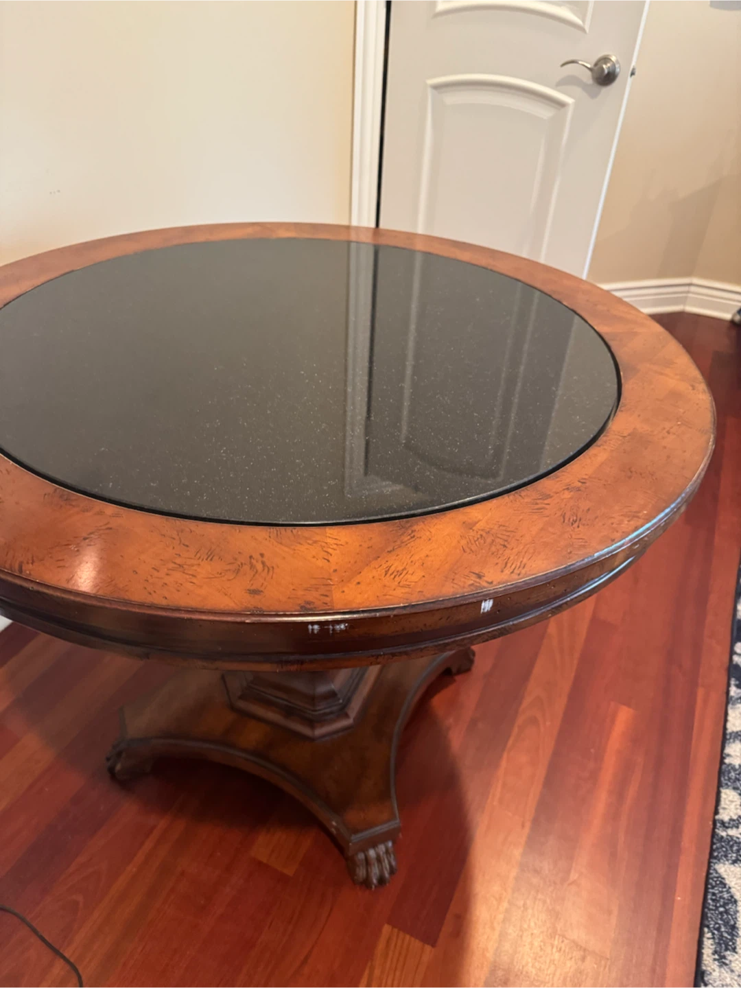 Round Pedestal Coffee Table with Black Granite Top - photo 2