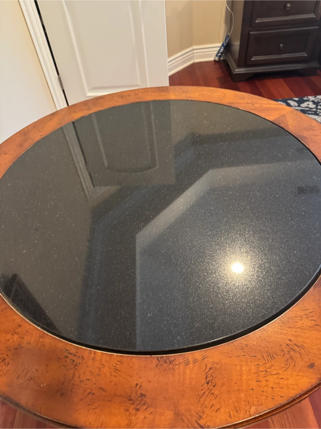 Round Pedestal Coffee Table with Black Granite Top - photo 3
