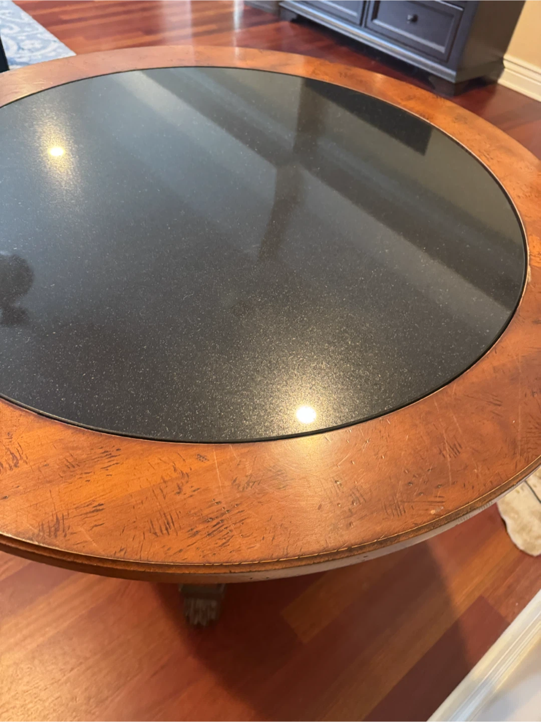 Round Pedestal Coffee Table with Black Granite Top - photo 5