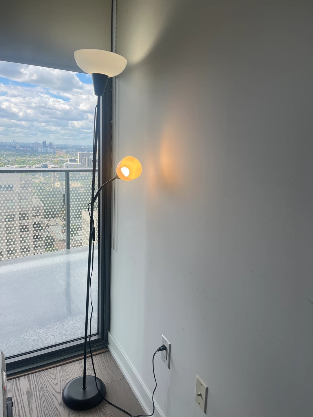 Black Floor Lamp with Two Lights