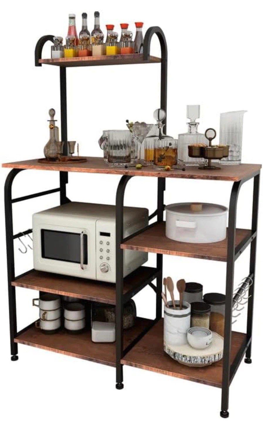 Rustic Wood Kitchen Baker's Rack with Shelves - photo 3