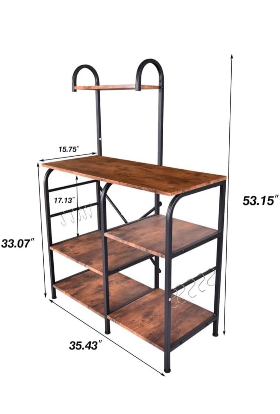 Rustic Wood Kitchen Baker's Rack with Shelves - photo 4