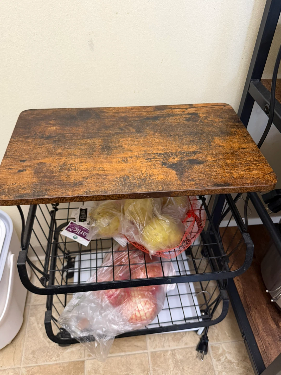 2-Tier Rolling Storage Cart with Wood Top - photo 2