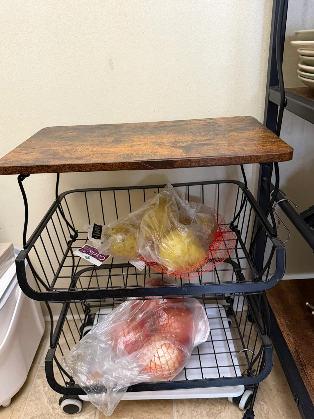 2-Tier Rolling Storage Cart with Wood Top - photo 3