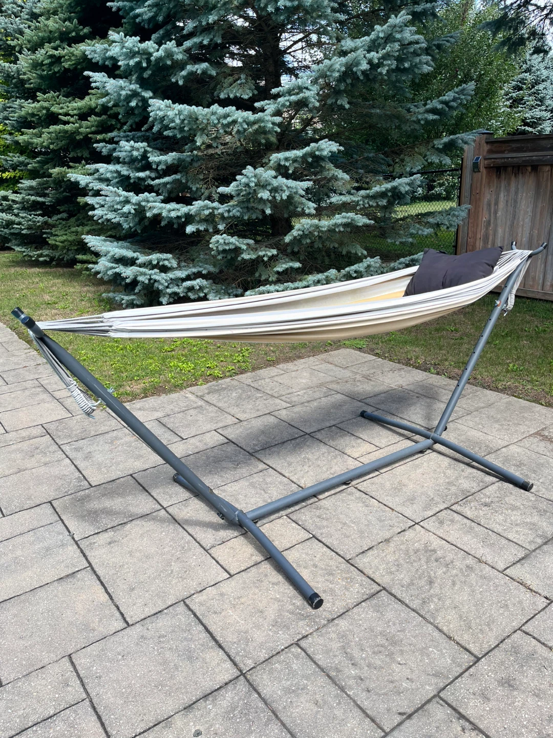 Striped Hammock with Stand