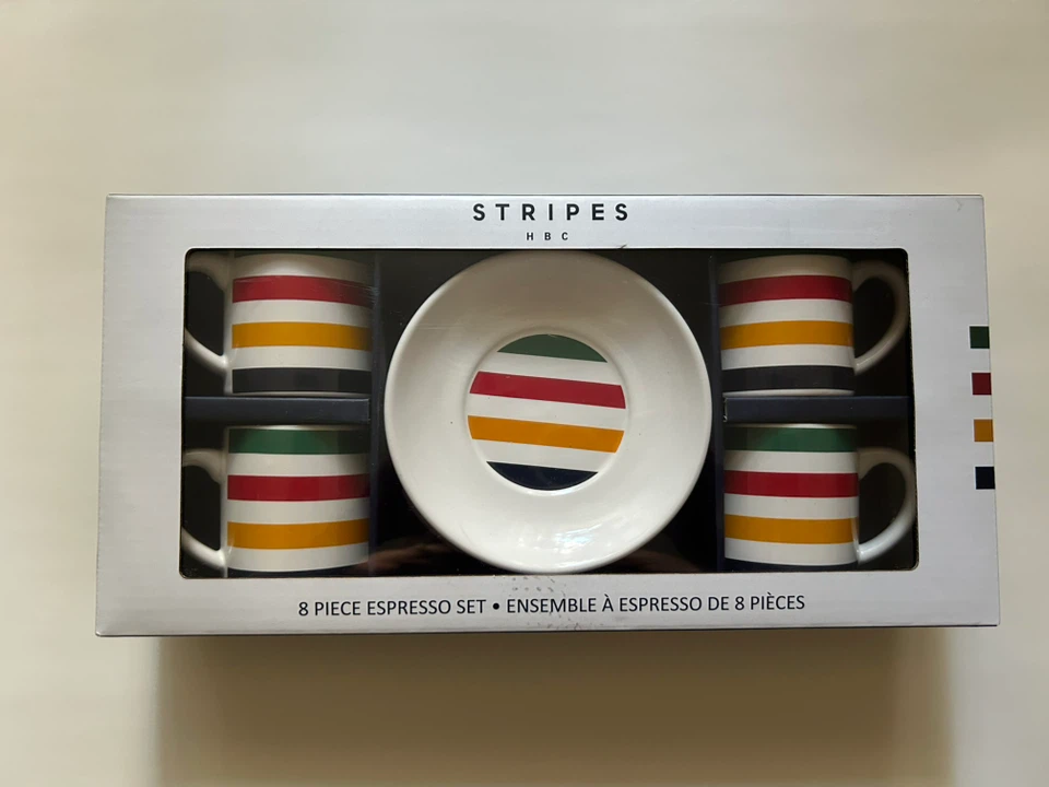 Brand New Hudson's Bay (HBC) 8 Pc Espresso Cup Set in Box