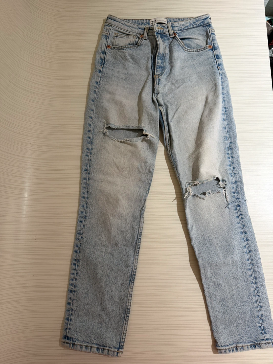 Light Wash Distressed Denim Jeans