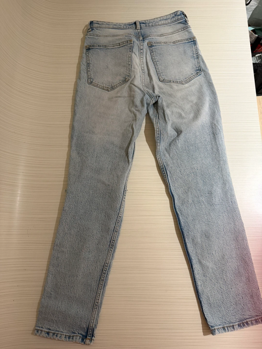Light Wash Distressed Denim Jeans - photo 2