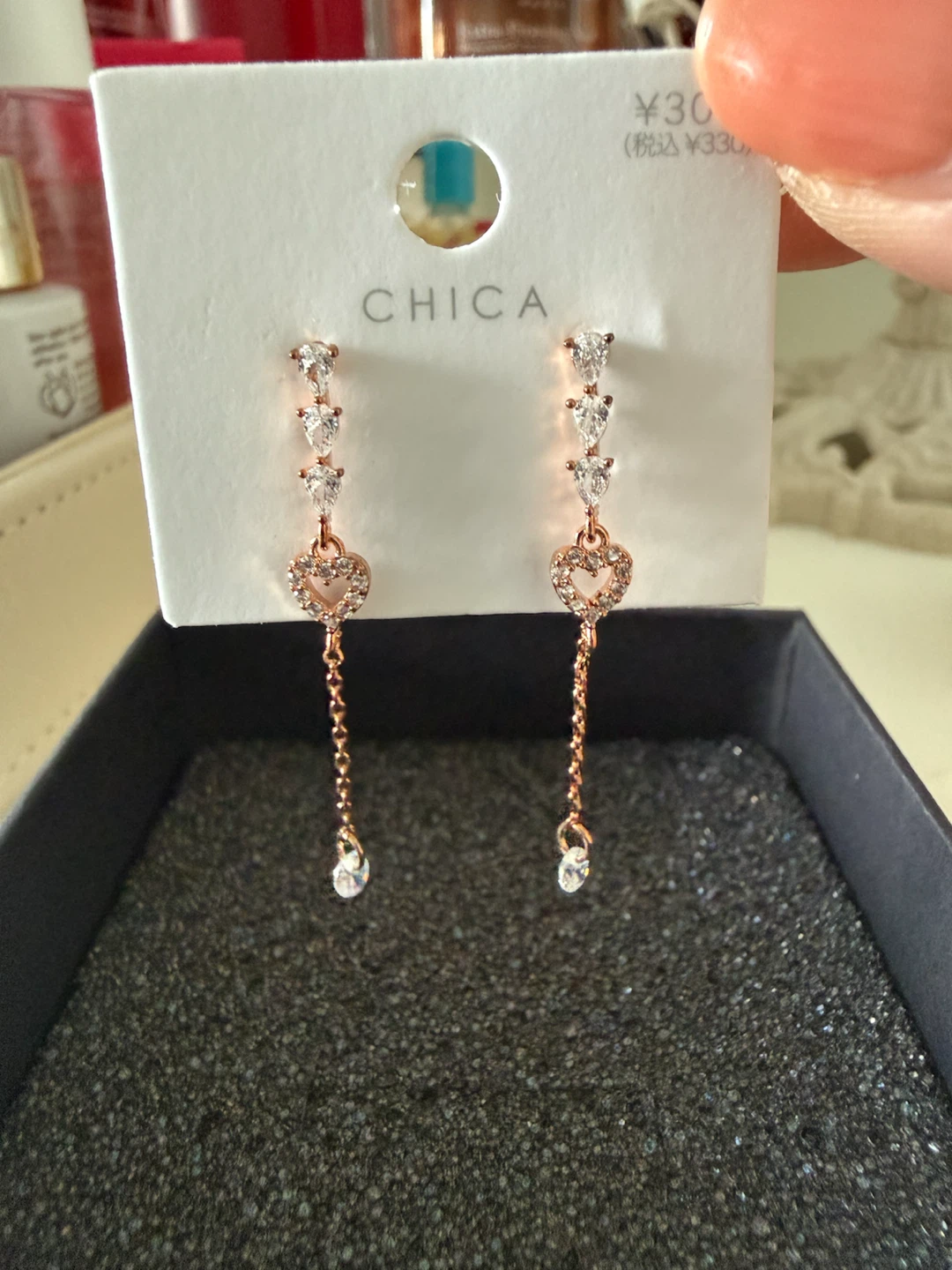 Korea rose gold earring