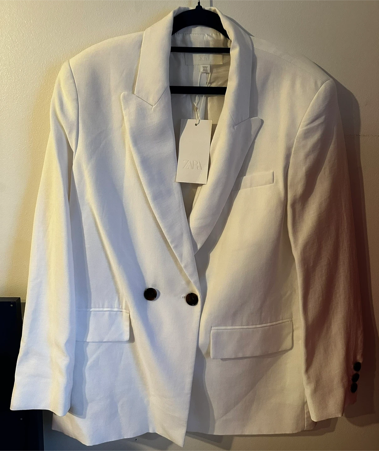 White Double-Breasted Blazer - Zara Size S