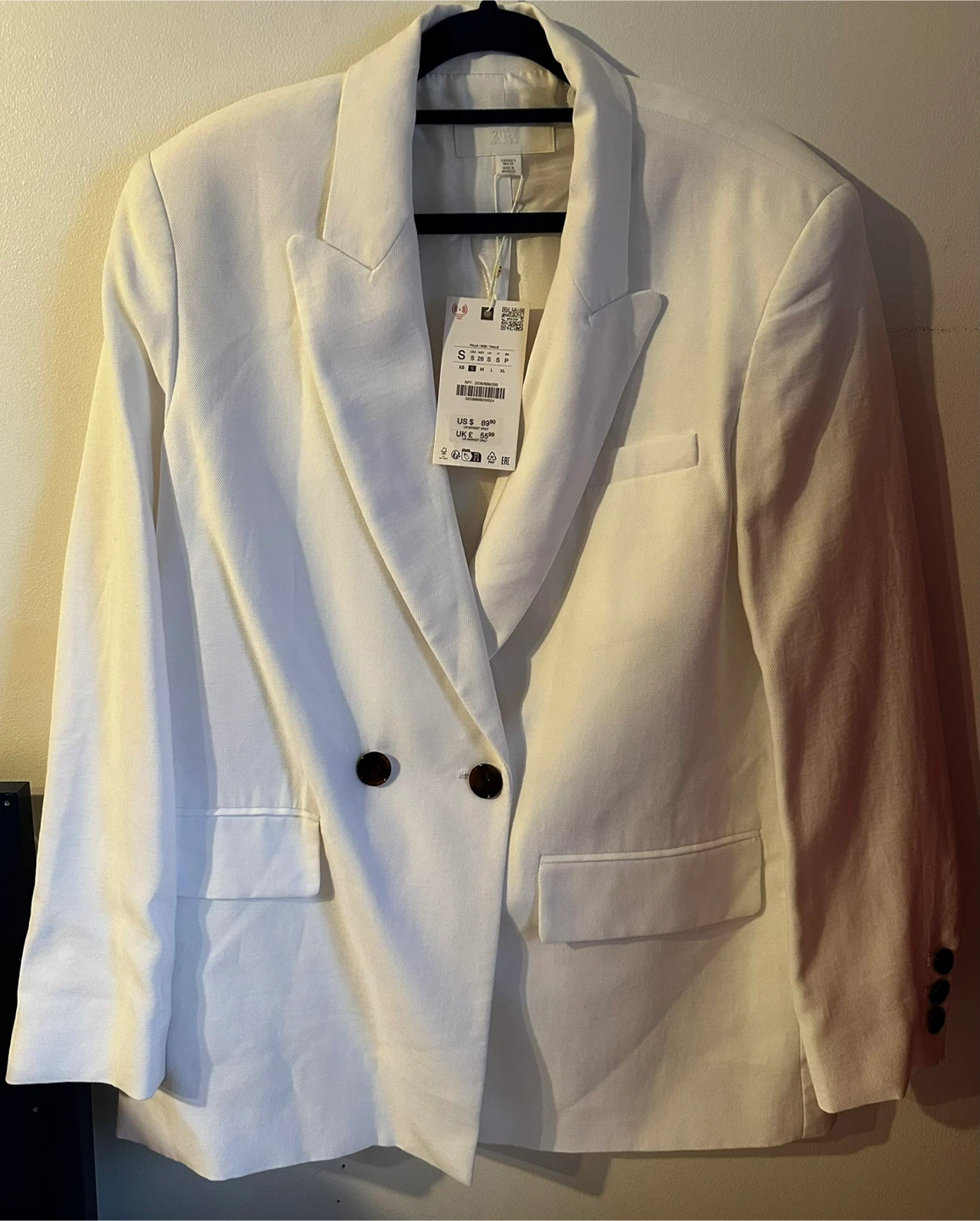 White Double-Breasted Blazer - Zara Size S - photo 2