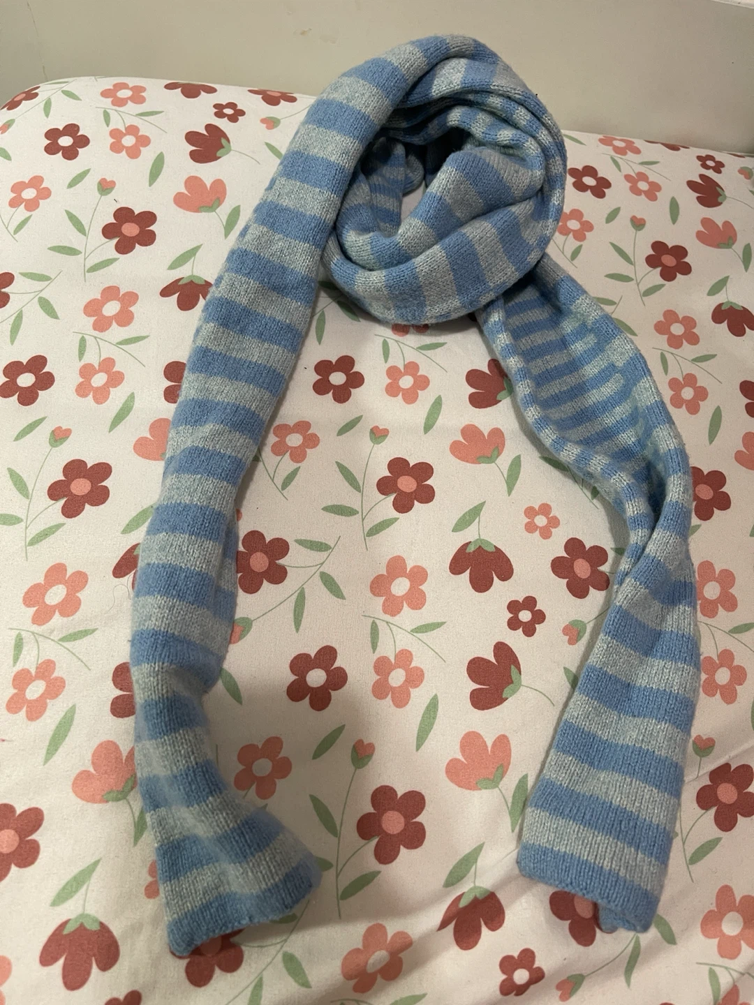 Blue and Light Blue Striped Knit Scarf