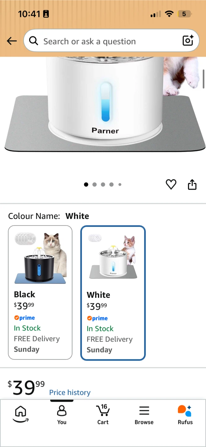 Parner White Cat Water Fountain 81oz/2.4L - photo 4