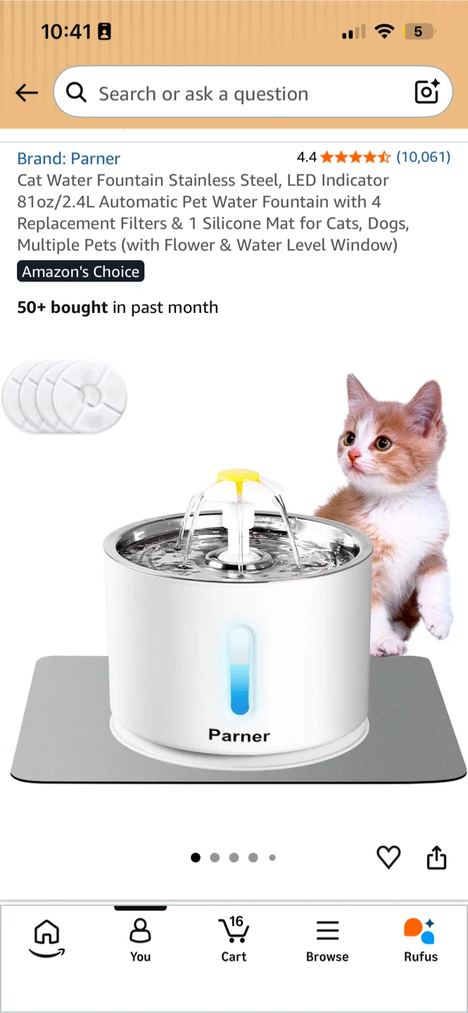 Parner White Cat Water Fountain 81oz/2.4L - photo 5