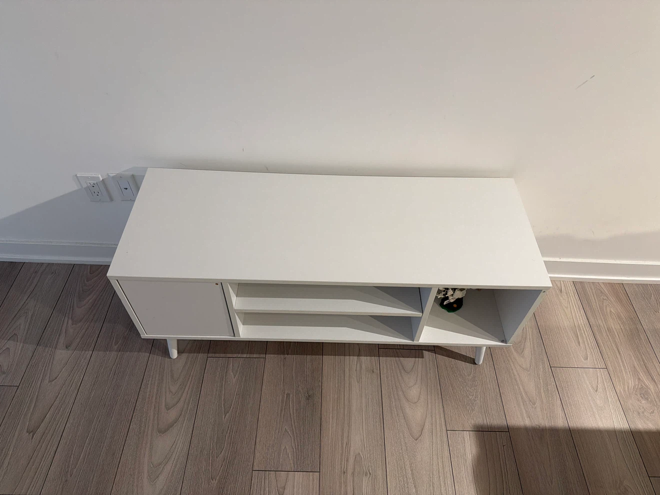 White TV Stand with Storage - photo 3