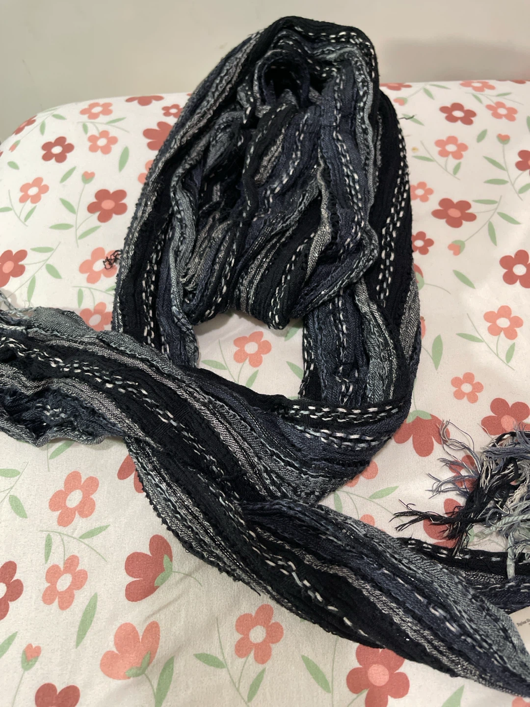 Blue and Black Striped Scarf