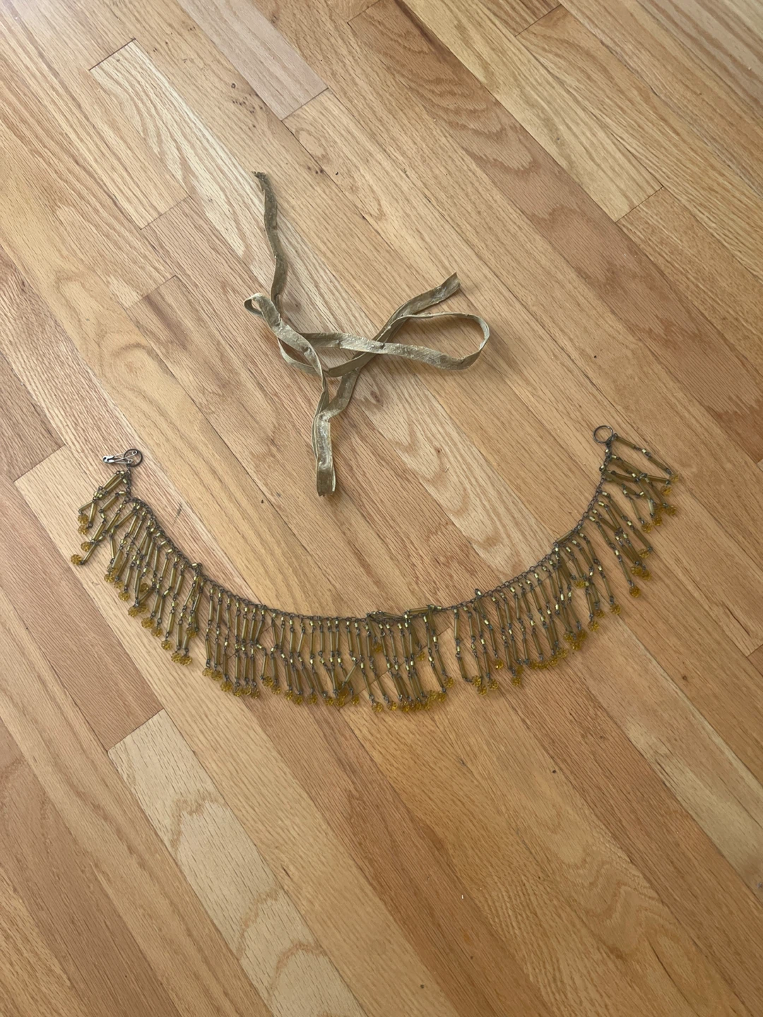 Vintage Beaded Chain for lamp shade  with Ribbon