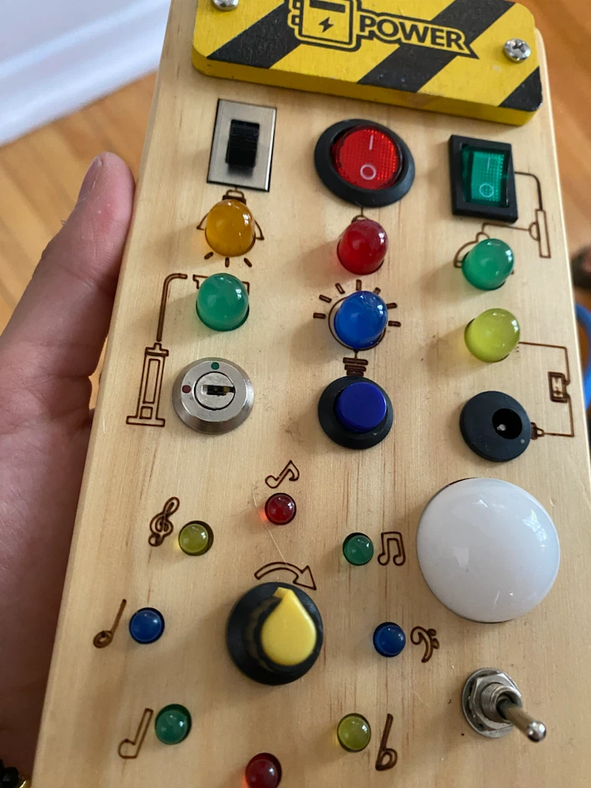 Wooden LED Busy Board for Toddlers – Light-Up Activity Toy - photo 4