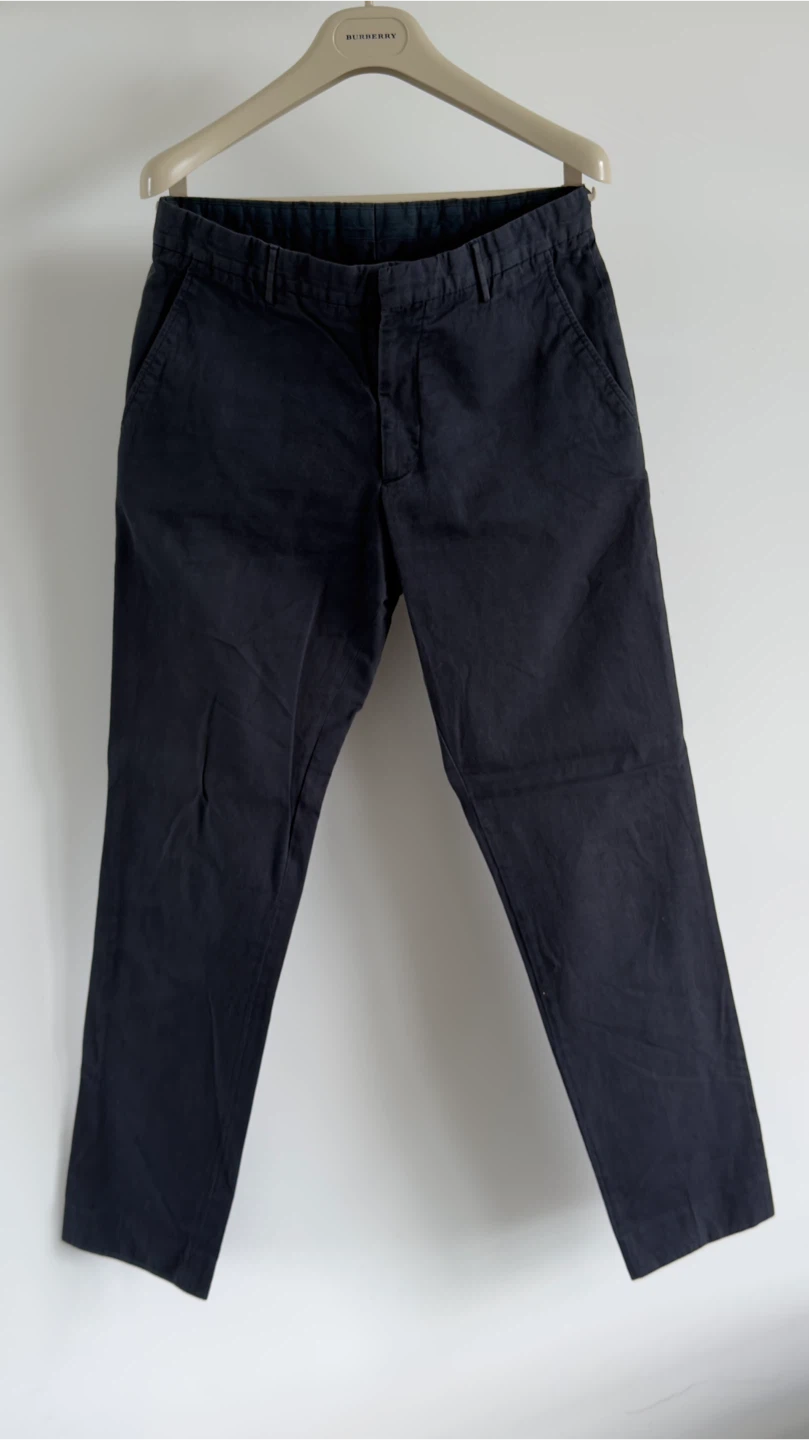 Authentic Burberry Men’s Blue Cotton Pants – Made in Portugal