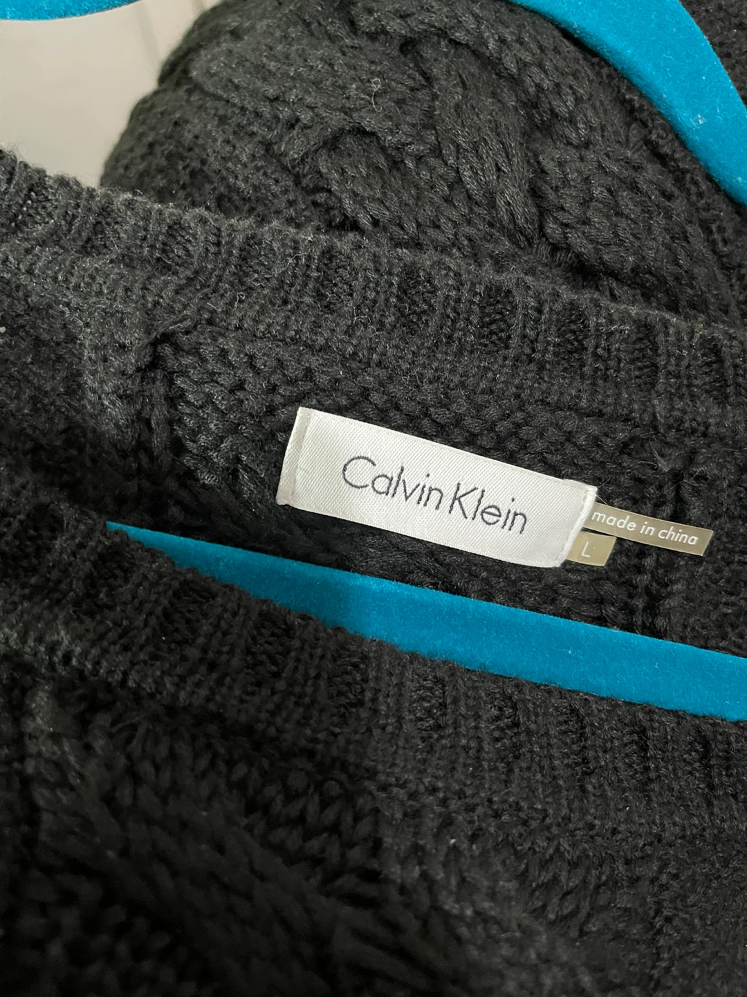 Calvin Klein Black Knit Sweater Dress with Cable Knit Detail - photo 2