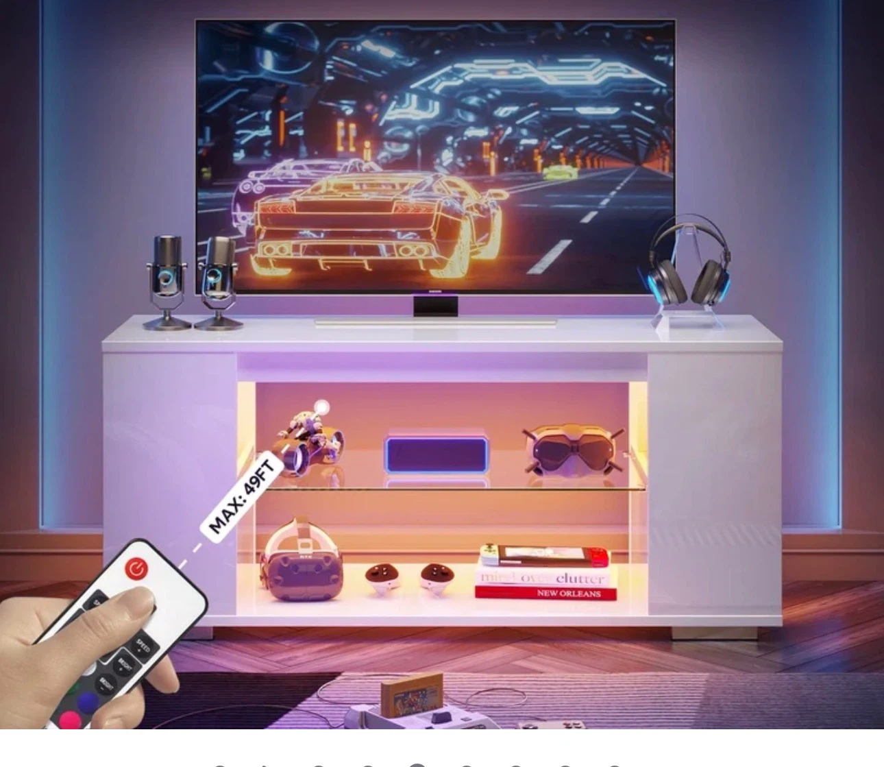 White High Gloss TV Stand with LED Lights