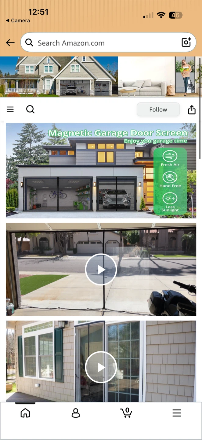 FEGO Magnetic Garage Door Screen 16.3x8.15FT