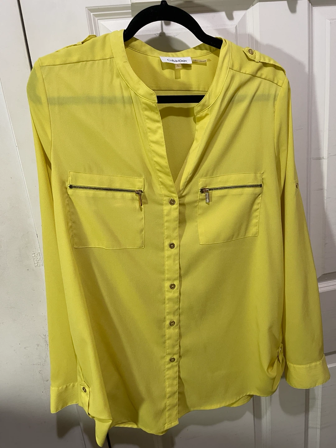 Calvin Klein Yellow Blouse Shirt Size L