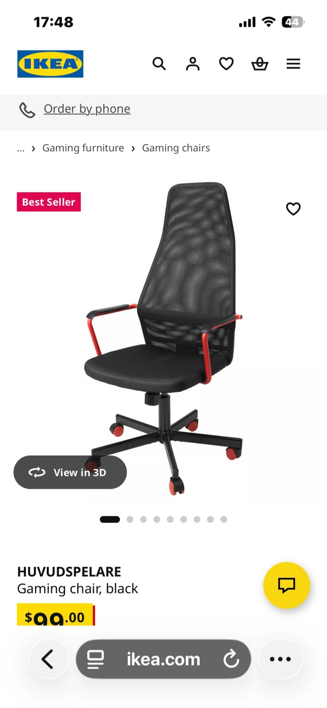 IKEA HUFVUDSPELARE Gaming Chair - Black