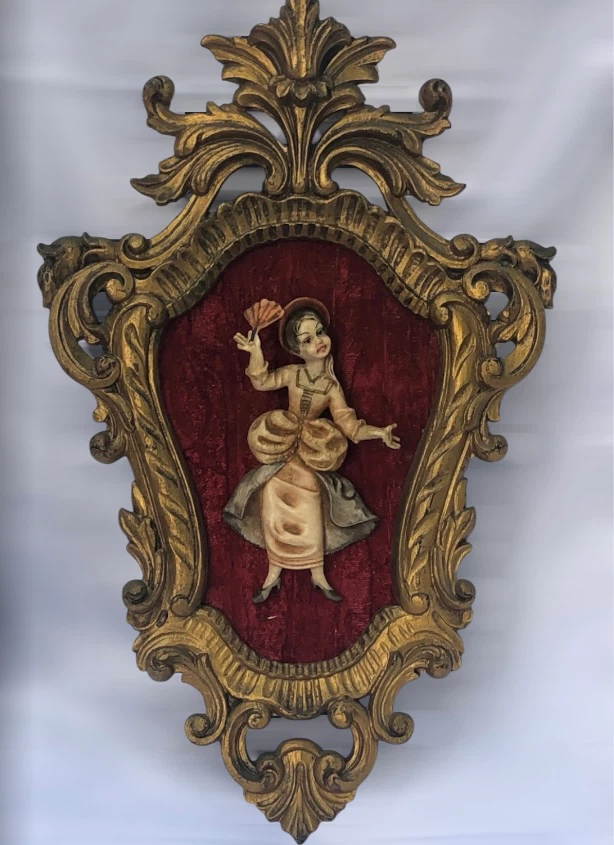 Vintage Italian Baroque Fontanini Depose Victorian Lady Wall Art
