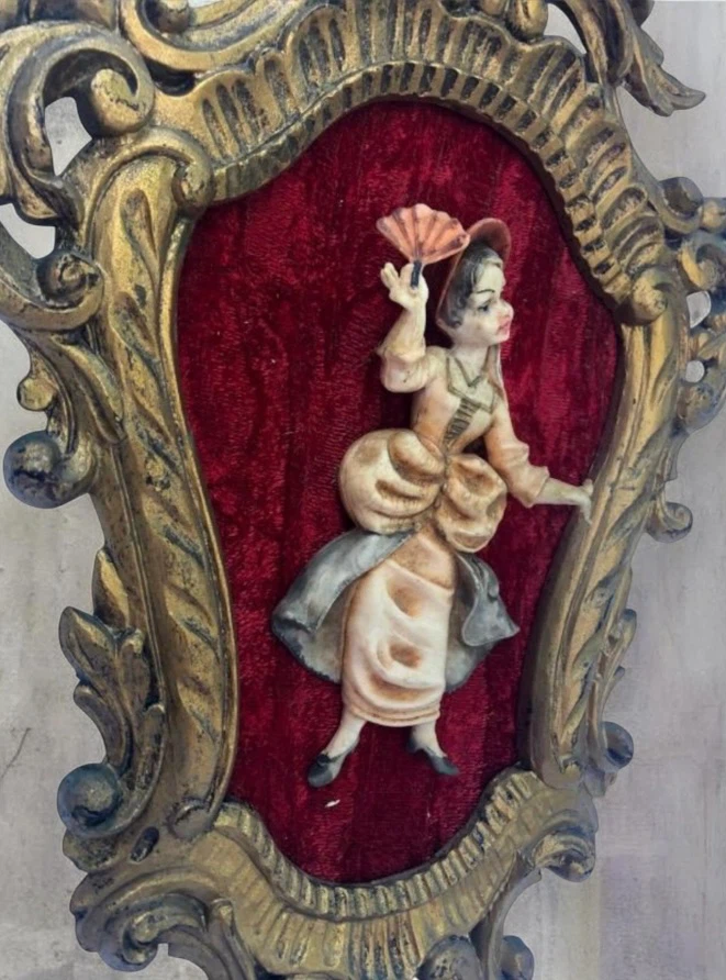 Vintage Italian Baroque Fontanini Depose Victorian Lady Wall Art - photo 2