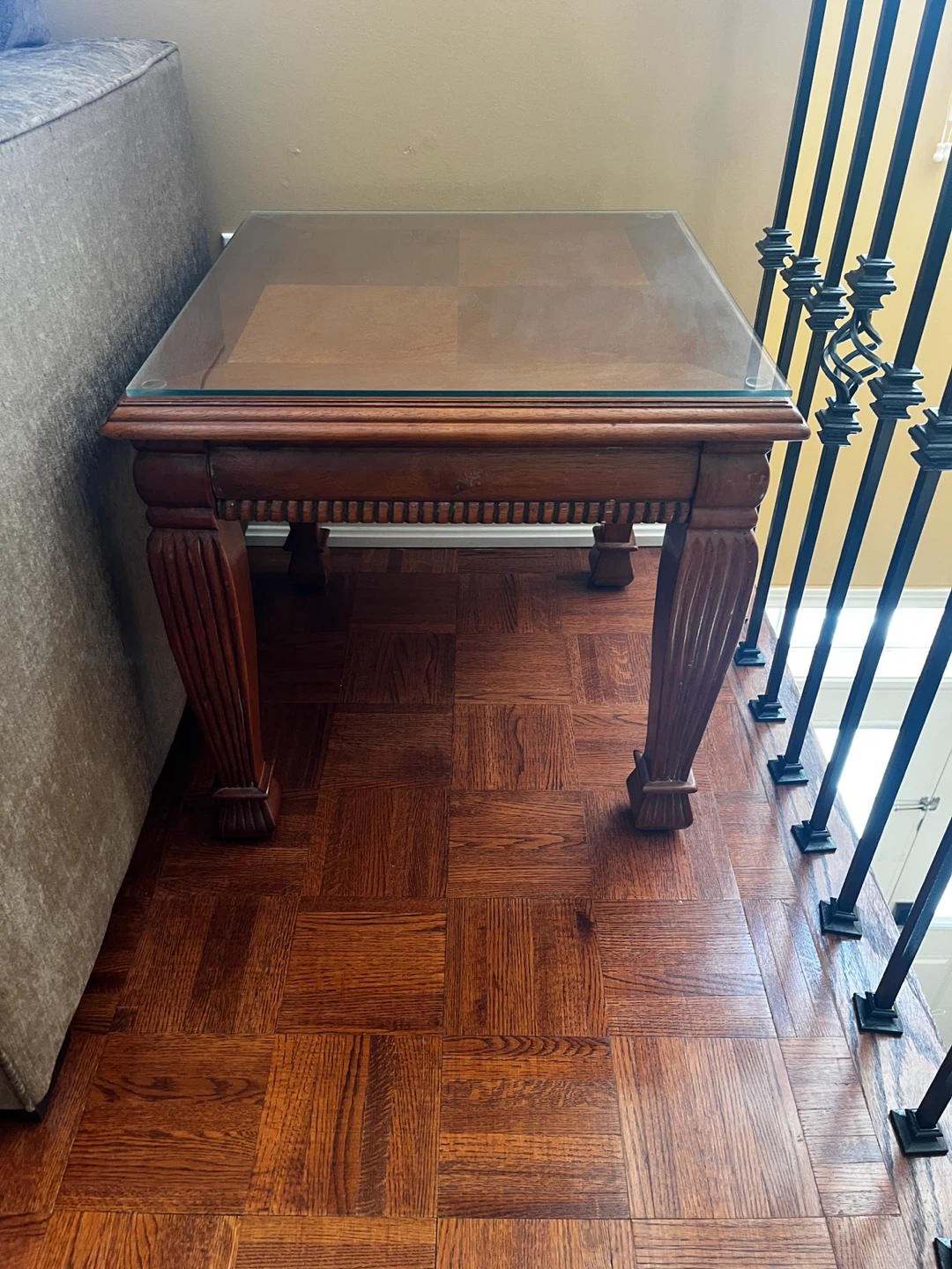 3 PC Wooden Coffee Table with Glass Top