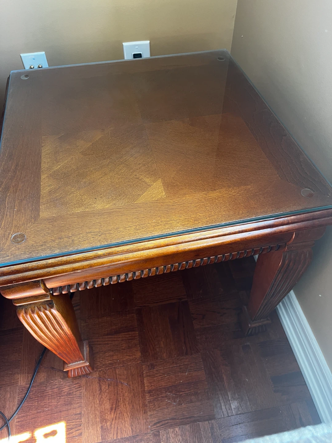 3 PC Wooden Coffee Table with Glass Top - photo 3