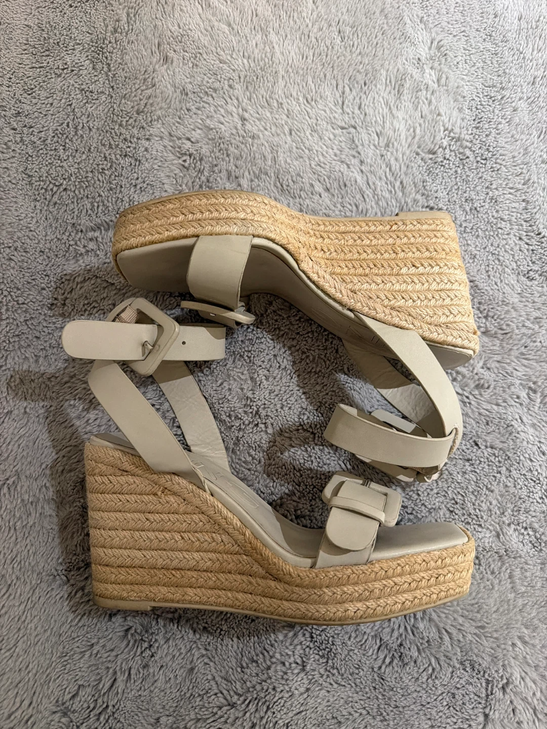 MNG Beige Espadrille Wedge Sandals