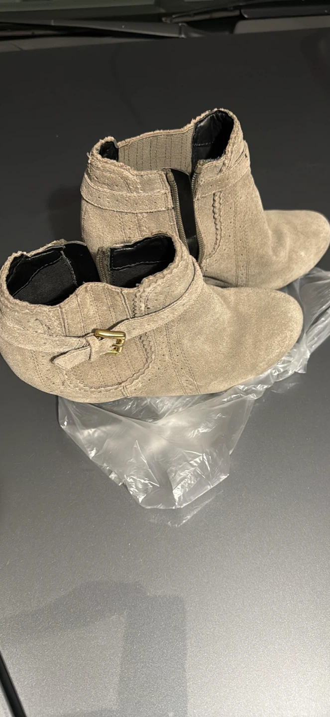 Women's Tan Suede Wedge Ankle Boots - photo 2