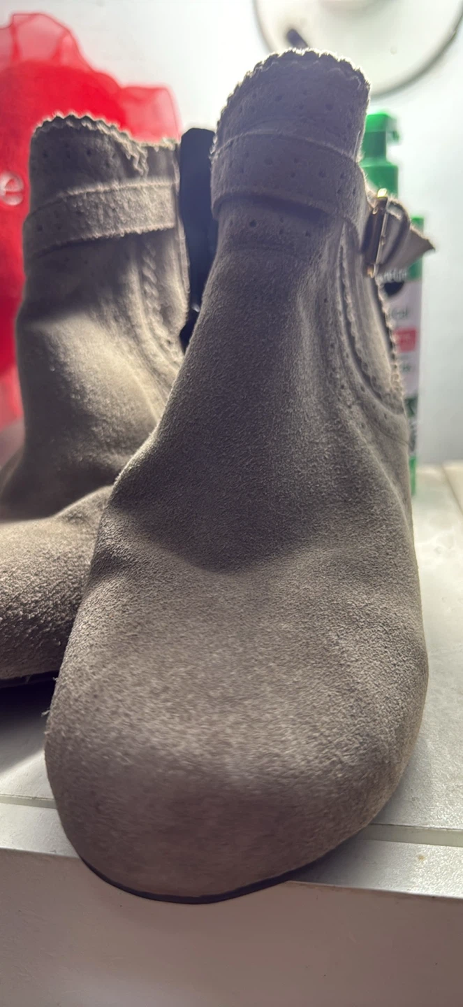 Women's Tan Suede Wedge Ankle Boots - photo 5